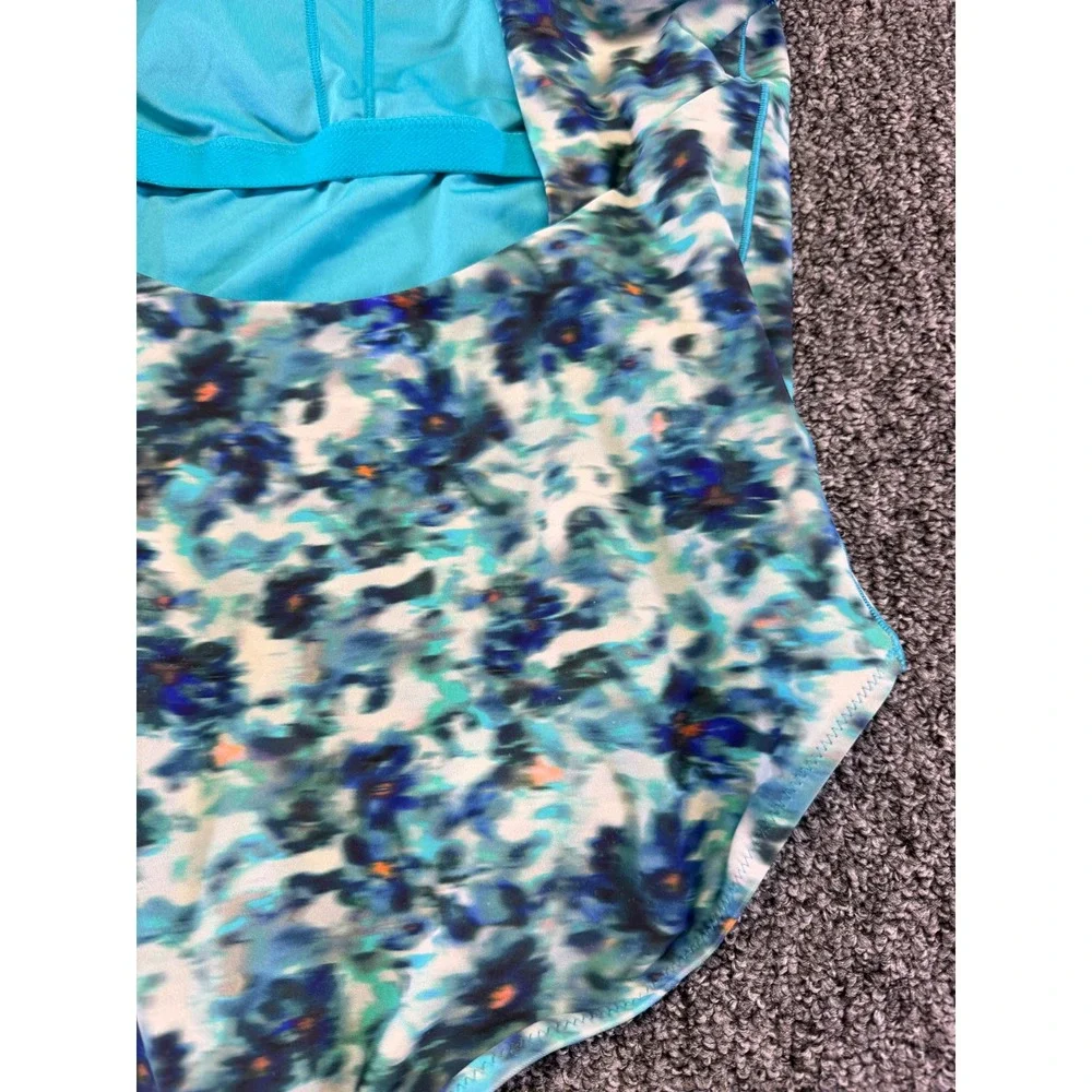 Athleta Girl Swimsuit Kids Blue Floral One Piece Adjustable Straps